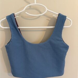 Five the Label Blue Ribbed Girls Crop Top